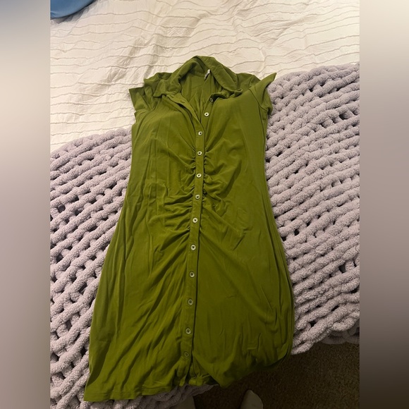 Aritzia Wilfred Olive Button-Up Mini Dress - Picture 3 of 3
